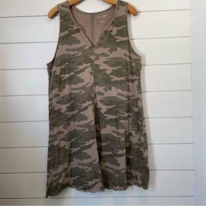 Camouflage Sleeveless Tank Top Dress cotton swim cover-up vacation streetwear